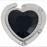 Heart Shaped Purse Hook Hanger with Rhinestones