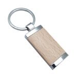 Zinc alloy key chain with wooden decoration