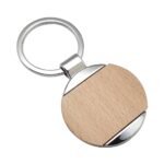 Zinc alloy key chain with wooden decoration